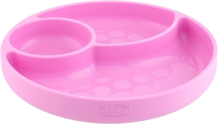 Chicco silikone opdelt tallerken med sugekop pink 12 mdr.+