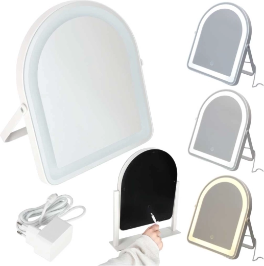 LED-kosmetikspejl til makeup med touchbetjening 12 V hvid – 1 stk.
