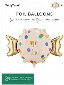 Foliebalon slik med teksten Happy B-day 61 × 37 cm