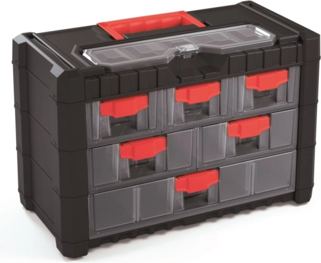 Plastisk ophængt organizer til værktøj med 6 skuffer 400 × 200 × 260 mm