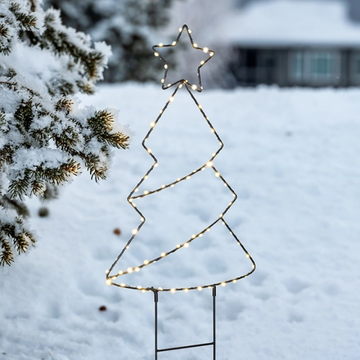 Solight LED udendørs juledekoration træ 68 cm med timer