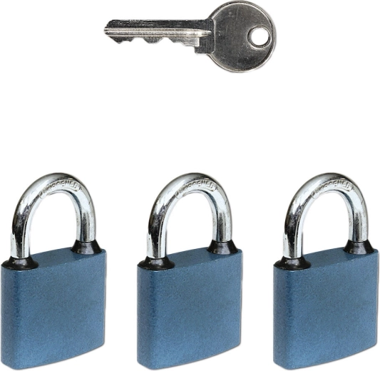 Sæt hængelåse OVAL 45 med fælles nøgle, 3 stk.