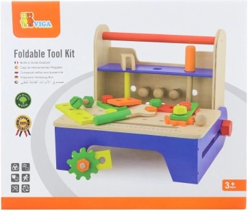 Træ skruessæt med værktøj og sammenklappeligt arbejdsbord