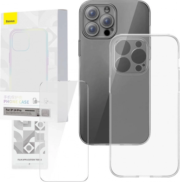 Gennemsigtigt cover og hærdet glas BASEUS Corning til iPhone 14 Pro