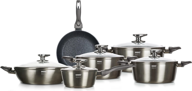 Banquet Metallic Platinum grydesæt – 11 dele