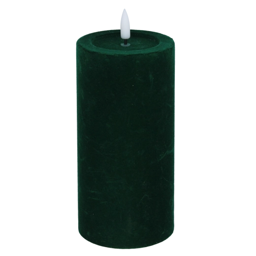 LED-lys med flakkende flamme, velour rød-grøn 7,5 × 18,5 cm - 1 stk.