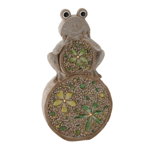 Havefrø på sten med LED-belysning 25 × 9 × 49 cm