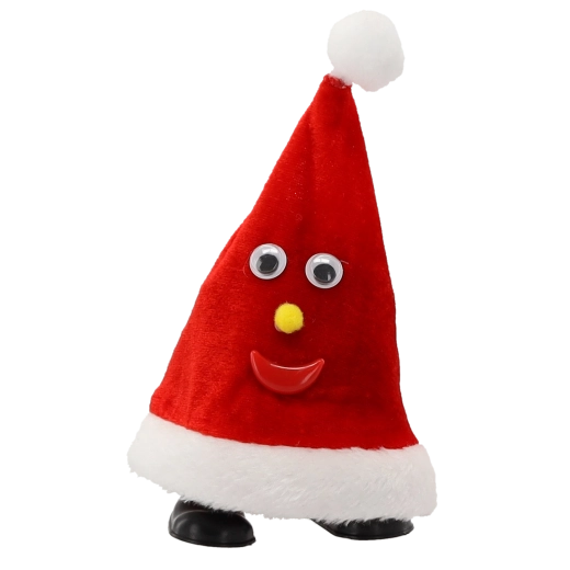 Interaktiv julemandsnissehue 20,5 cm med musik og bevægelse