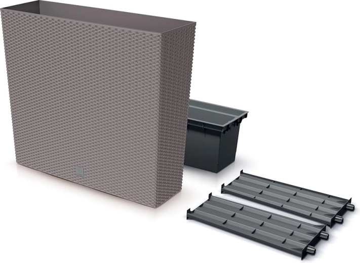 Høj plantekasse Rato Case med indsats og selvvanding, mocca, 77 cm