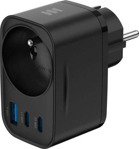 Retlux GaN-netadapter med USB-opladning og stikkontakt