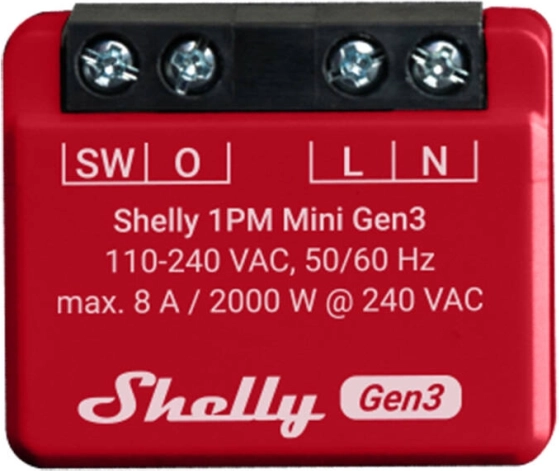 Intelligent kontakt Shelly 1PM Mini Gen3 med WiFi og Bluetooth
