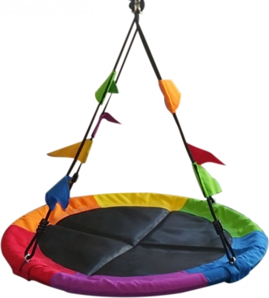 Storkerede gynge med farverige flag til børn