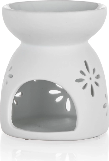 Porcelæns-aromalampe med snefnug 8 × 9 cm, hvid