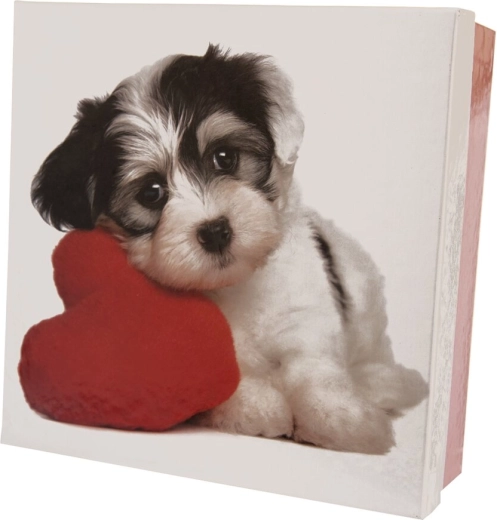 Gaveæske i papir med DOG-motiv, hvid-rød 20 × 20 × 8 cm
