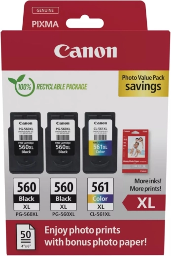 Canon PG-560XL x2 / CL-561XL Photo Value-pakke med fotopapir