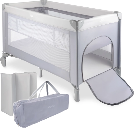 Rejseseng PILO, grå, 2 niveauer af bund