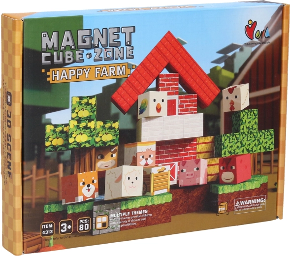 Magnet Cube Zone Happy Farm magnetbyggesæt (80 dele)