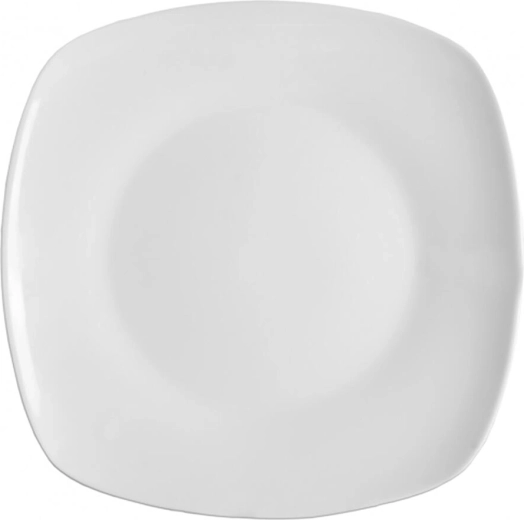 Flad firkantet tallerken MONA 24 cm af porcelæn, hvid