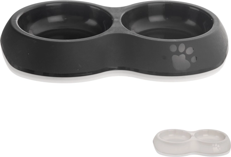 Mazlíčci dobbelt plastskål til hunde 26 × 15 cm (mix farver)