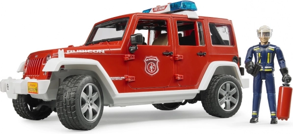 Rød brandbil Jeep Wrangler med figur og tilbehør