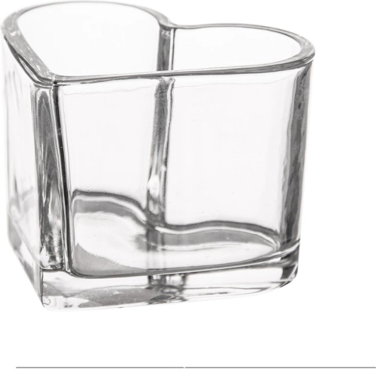 Glaslysestage i hjerteform klar 8 × 8 × 6,5 cm