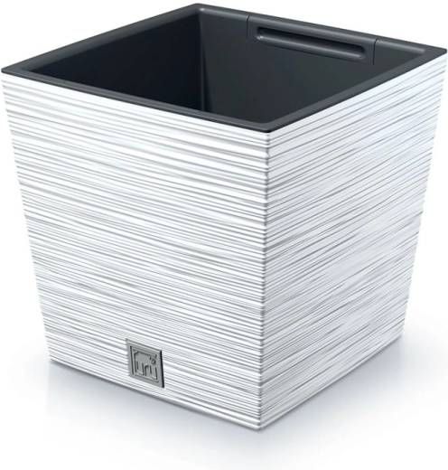 Furu Square Low urtepotte 24 cm – hvid