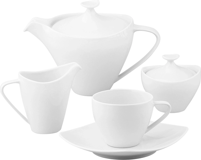 Kaffeservicet MariaPaula moderna hvidt firkantet 15 dele til 6 personer