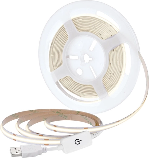 Solight LED COB-lysbånd 5 m neutral hvid 4000 K USB med afbryder 8 mm