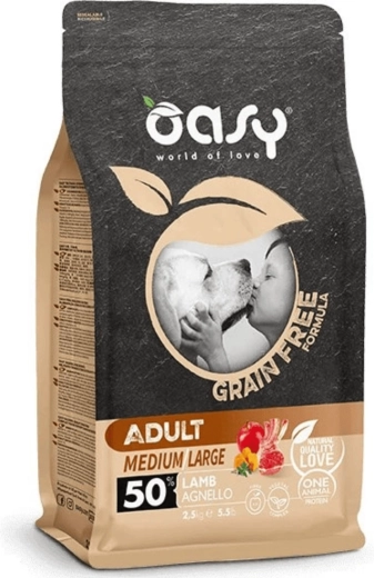 Oasy kornfri foderpiller til voksne hunde af mellemstore og store racer – lam 2,5 kg