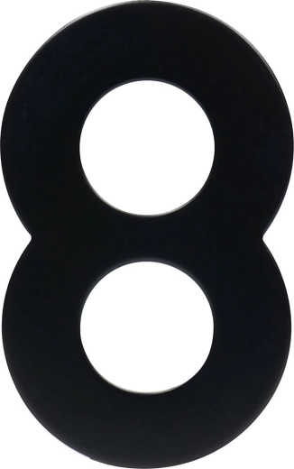 Husnummer 8, 95 mm, rustfrit stål, sort mat