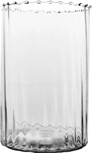 Vase i klart glas i cylinderform med mønster, 28 cm