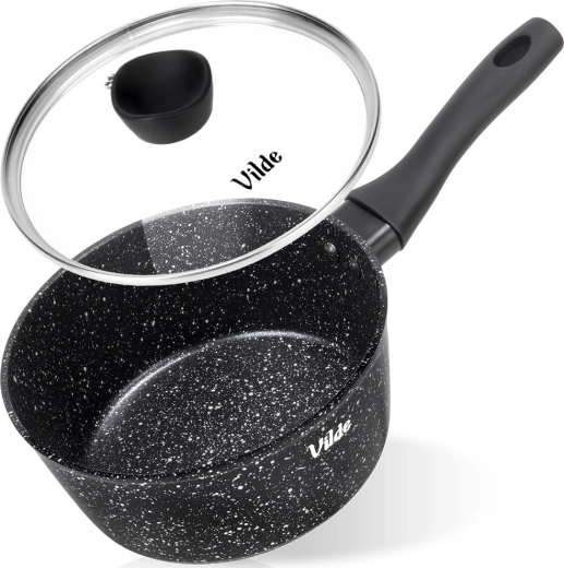 Kasserolle med granitbelægning og glaslåg 16 cm, 1,1 l Vilde GRANITICA