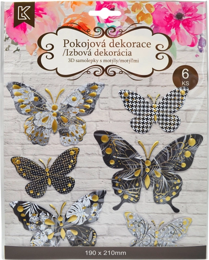 Vægklistermærker med 3D sommerfugleeffekt, 6 stk.