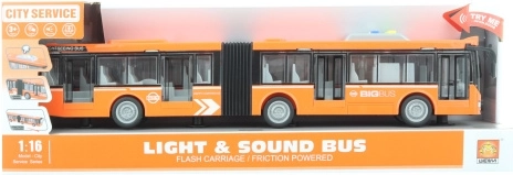 Ledbus i orange på batteri med lys og lyd