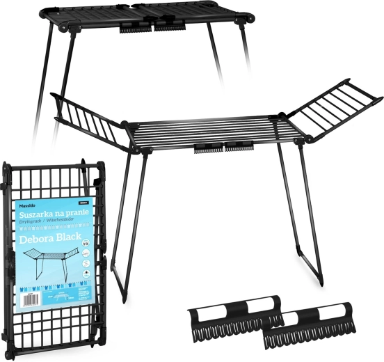 Sammenklappeligt stående tørrestativ til tøj Debora Slim Black 19 m