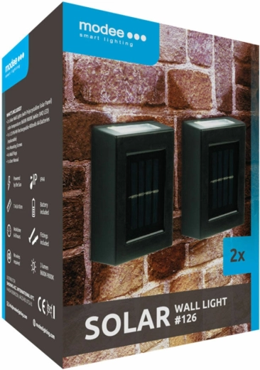 Modee Lighting solcelle-væglampe LED til udendørs brug 2 stk.