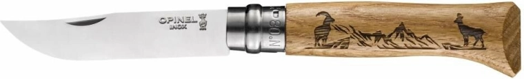 Opinel N°08 Inox Animalia lommekniv 8,5 cm, egetræ, gemsemotiv
