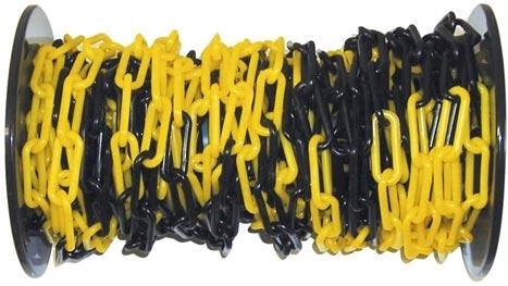 Plastkæde advarselskæde sort‑gul 25 m