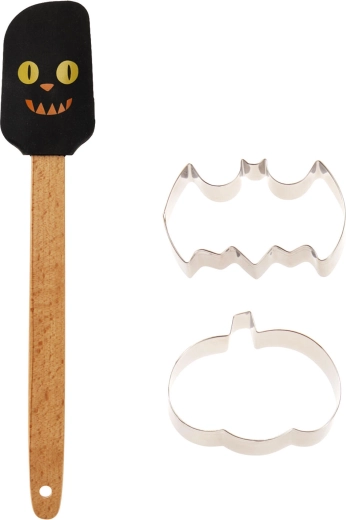 Halloween-bagesæt med 3 dele (silikonespartel + 2 udstikkere)