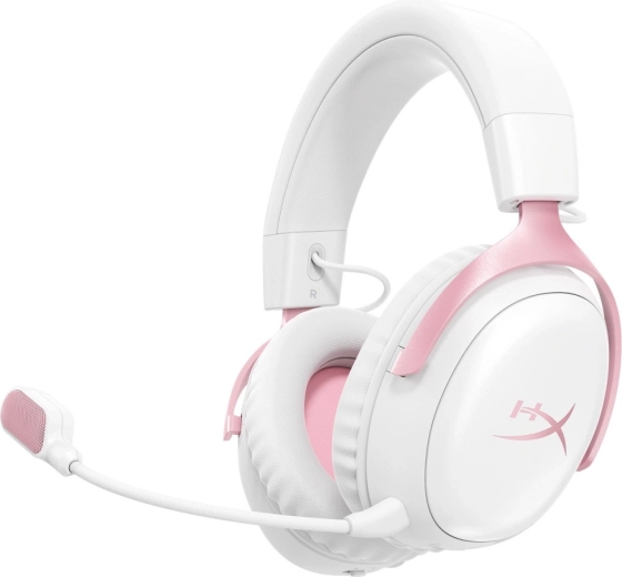 Trådløst gamingheadset HyperX Cloud III S hvidt-lyserødt