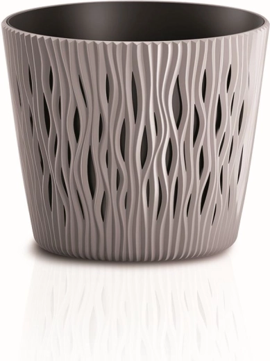 Blomsterpotte Sandy Round med indsats mocca 18,9 cm