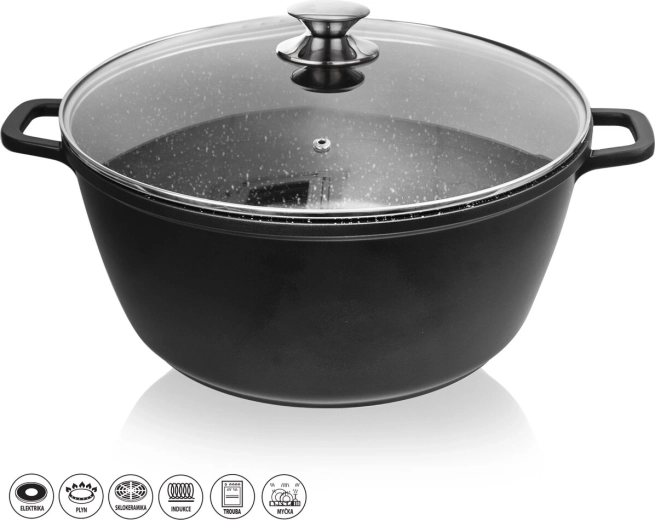 Gryde med granitbelægning med non-stick-effekt og låg Grande 32 cm, 9,7 l