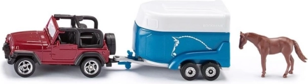 Jeep med hestetrailer