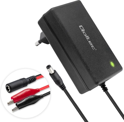 Oplader til AGM-, GEL- og STD-batterier 24 V med LED-indikator og 1,8 m kabel