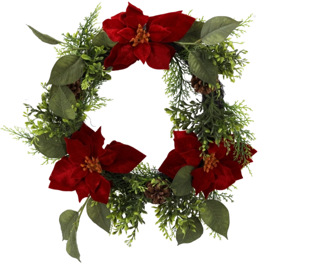 Syntetisk julekrans med julestjerne, 40 cm