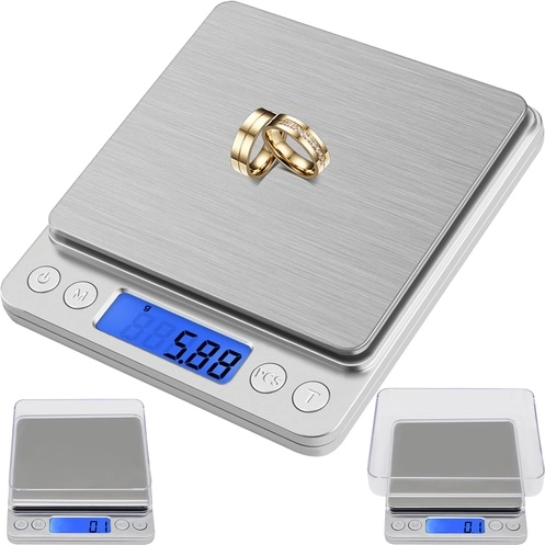 Digital køkken- og smykkervægt RUHHY 500 g med nøjagtighed 0,01 g
