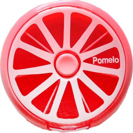 Rund pilledispenser med pomelo-motiv 9 × 2,5 cm