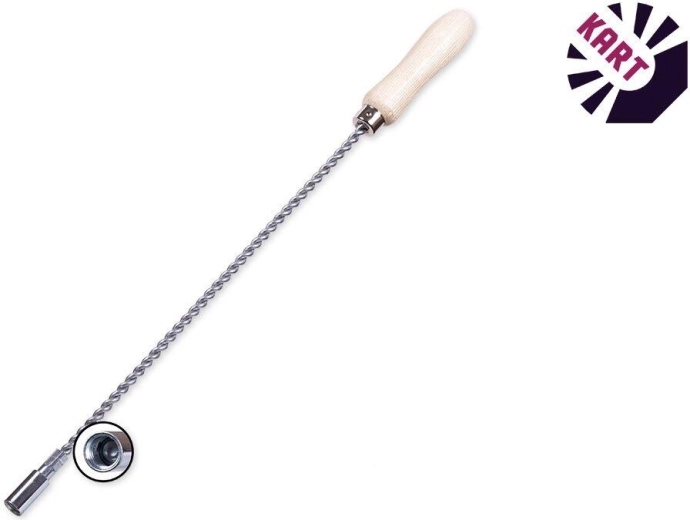 Forlængerstykke til rørbørster 1 m med M12, galvaniseret tråd og træhåndtag