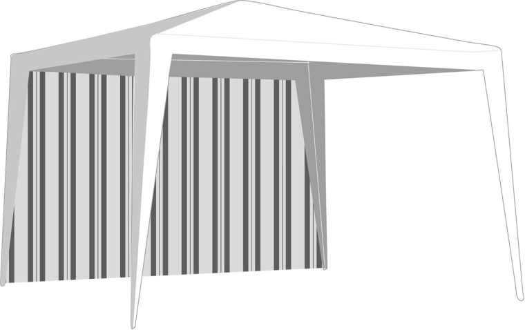 Sidevæg til havepavillon 295 × 190 cm uden vindue, hvid‑grønne striber