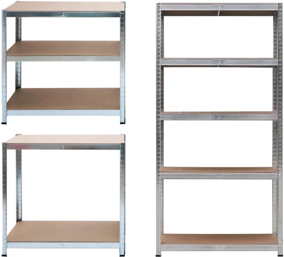 2i1 metalopbevaringsreol med 5 hylder 180 × 90 × 40 cm